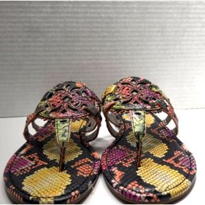 Circus by Sam Edelman Canyon Multicolor Thong Sandals Faux Snakeskin Size 8